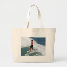Surfer On Waves Canvas Bags