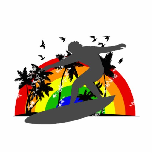 Surfer with Rainbow Cut Out