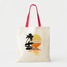 Surfing Sunrise Canvas Bags