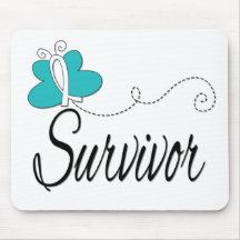 Survivor Butterfly Ribbon Cervical Cancer Mousepad