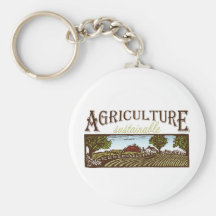 Sustainable Agriculture farm scene Keychain