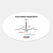Sustained Heartbeat Inside (ECG/EKG) Oval Stickers