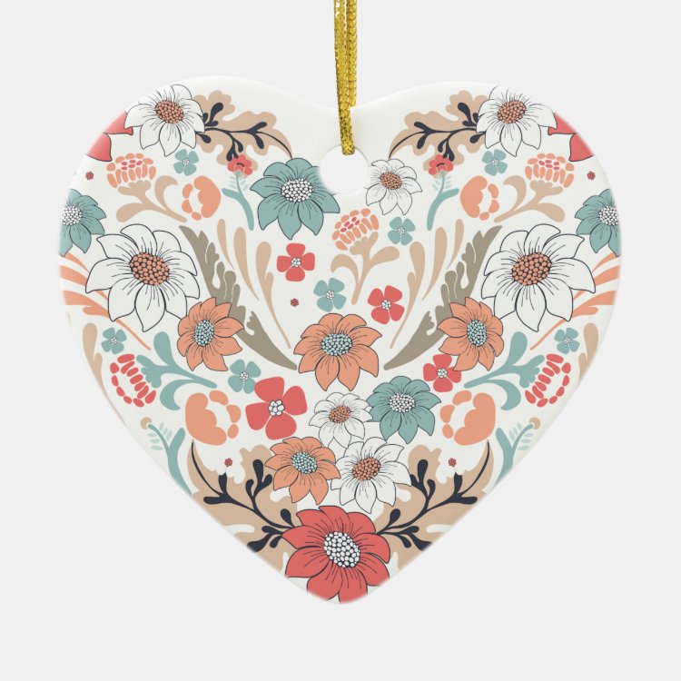 Flower Heart Ceramic Heart Decoration