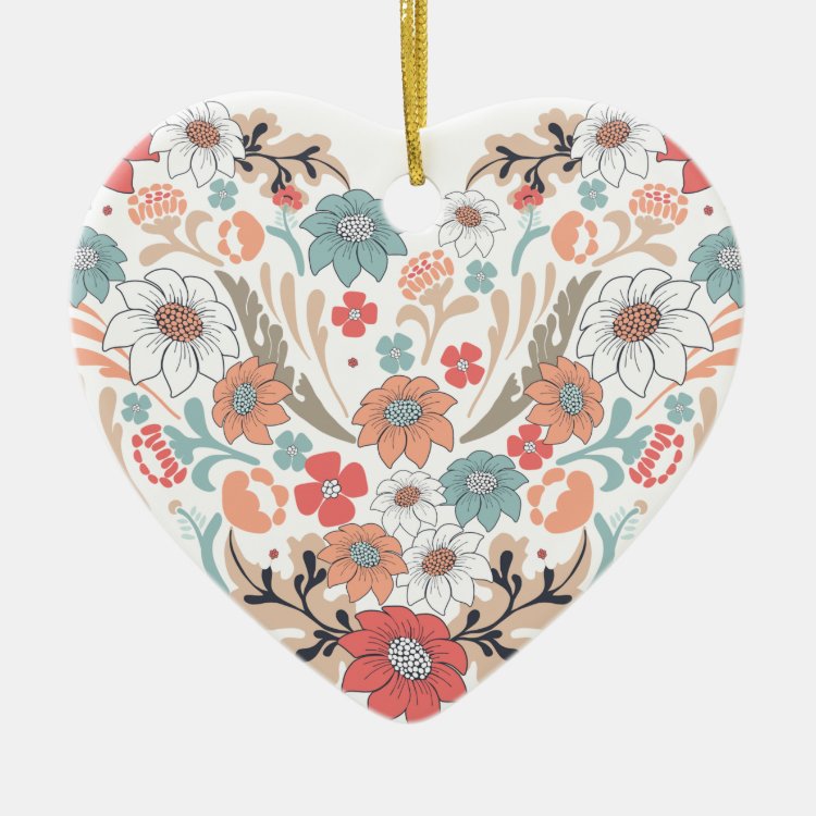 Décoration de coeur en céramique de coeur de fleur