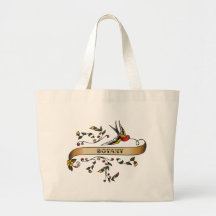 Swallow and Scroll with Botany Canvas Bag