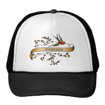 Swallow and Scroll with Hunting Trucker Hats