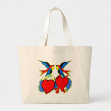 Swallows and Hearts Tattoo Tote Bags