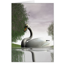 Swan and Willows Greeting Cards