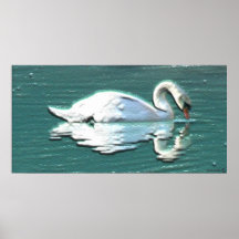 Swan in Hammered Metal Posters