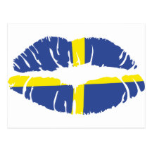 sweden kiss lipstick flag post cards