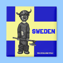 Sweden magnet with funny viking magnets