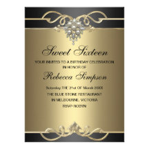 Sweet 16 Elegant Pearl Gold Birthday Invite