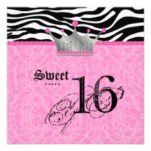 Sweet 16 Party leopard Zebra Lace Crown Invites