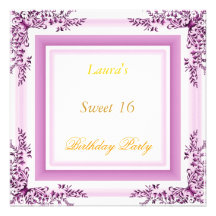 Sweet 16th Birthday Party Invitation Pink