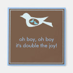 Sweet Bird Mummy in Blue with Twin Baby Boys Magnet