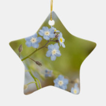 Sweet Blue Flowers Christmas Ornaments