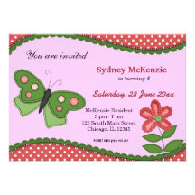 Sweet Butterfly Custom Invitation