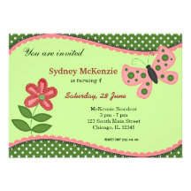 Sweet Butterfly Personalized Invite