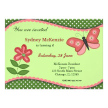 Sweet Butterfly Personalized Invites