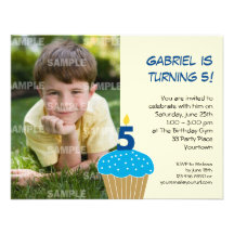 Sweet Cupcake 5th Birthday Party Invitation