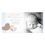 Sweet Damask Chicks Baby Boy Announcement Photo Ca Personalised Photo Card