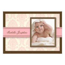 Sweet Damask Chocolate Birth Announcement (pink)