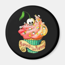 Sweet & Deadly  Skull Cupcake Fridge Magnets