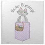 Sweet Easter Blessings Kitty Cat Pocket Printed Napkin