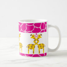 Sweet Giraffes in Love Pink Coffee Mug