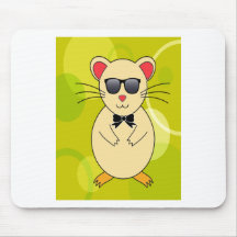 Sweet Hamster with Sunglasses and Ribbon Bow Mousepads