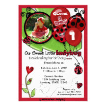 Sweet Ladybug Birthday Invitation ADORABLE (photo)