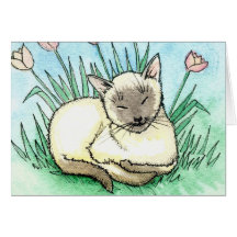 Sweet Little Siamese Cat Card