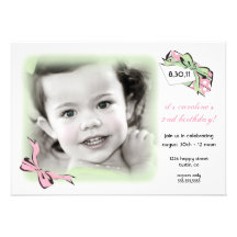 Sweet Pink and Green Birthday Invitation