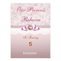 Sweet Pink Girls Princess Birthday Party Custom Invitations