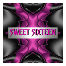 Sweet Sixteen 16th Birthday Party Abstract Pink 3 Invitations