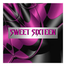 Sweet Sixteen 16th Birthday Party Abstract Pink 4 Custom Invite