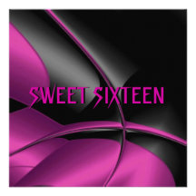 Sweet Sixteen 16th Birthday Party Abstract Pink 5 Invite