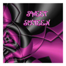 Sweet Sixteen 16th Birthday Party Abstract Pink Invite