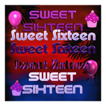 Sweet Sixteen 16th Birthday Party Invite