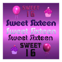 Sweet Sixteen 16th Birthday Party Pink Purple Custom Invites