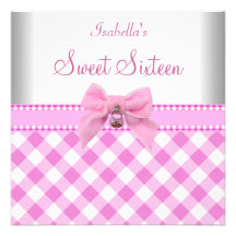 Sweet Sixteen 16th Birthday Party Pretty Pink 3 Personalized Announcement