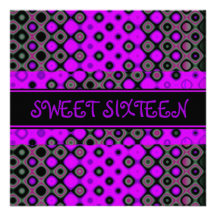 Sweet Sixteen 16th Birthday Party Purple Announcements