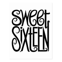 Sweet Sixteen black Postcard