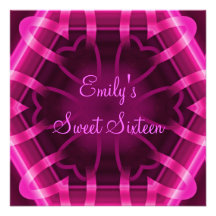 Sweet Sixteen Pink Hearts 16th Birthday Party Personalized Invitations