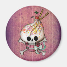Sweet Skull Cupcake Fridge Magnets