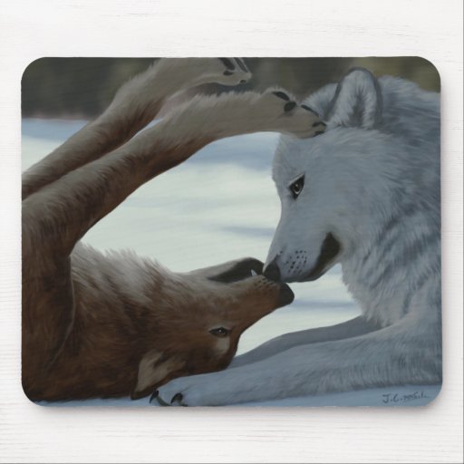Sweet wolf couple mouse pads