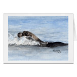 Swimming Baby Seal, Watercolor Card