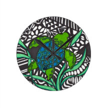 Swimming Honu sea turtle seaweed Clock