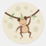 Swinging monkey party stickers