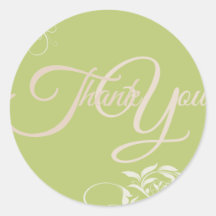 Swir Thank You Label Seal - Wedding Green Stickers